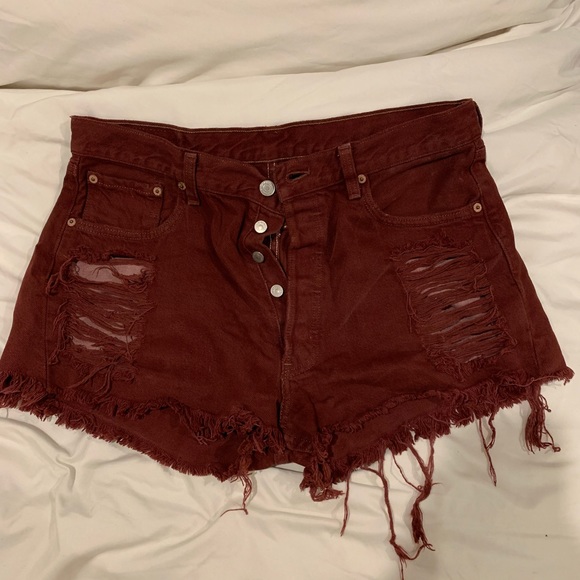 Vintage Maroon Levi’s Denim Cutoffs - Picture 1 of 4